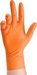 Disposable Gloves,Orange Nitrile Gloves 8 MIL Powder Free Heavy Duty Diamond Texture for Machine Safety Cleaning etc