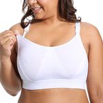 Gratlin Women's Nursing Bras Maternity Plus Size Breastfeeding Cotton Sleep Nursing Sports Bra White 4XL