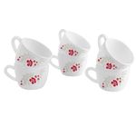 CELLO Opalware Dazzle Queen Cup Scarlett Blis | Cups for Tea,Coffee,Espressoc | Thermal Resistant | Light Weight | 130ml, Set of 6