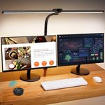 LED Desk Lamp for Home Office, Wireless Remote Control Light, Computer Desk Light, Bright Desktop Lamp, Dimmable Desk Lighting for Work, Draft, Study, Eye-Caring Desk Light (NO Battery)