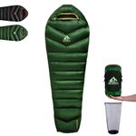 BUERTS Down Sleeping Bag Winter All-Season Sleeping Bag Outdoor Suitable for Adults and Children Outdoor Camping Hiking with Compression Bag. (-5℃, Green)