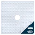 SlipX Solutions White Square Rubber Safety Shower Mat, Reliable Slip-Resistance in Shower Stalls (53 cm Sides, 140 Suction Cups)