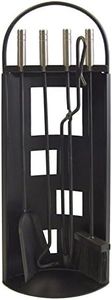 Imex El Zorro 10016 - Fireplace Set, Arch Design (Stainless Steel, 68 x 23 x 14 cm) with Tools, Black