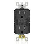 Leviton GFTR1-E Smartest Self-Test Smartlockpro Slim GFCI Tamper-Resistant Receptacle with Led Indicator, 15-Amp, Black