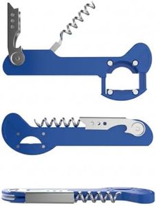 Houseables Wine Opener, Wine Key for Servers, Waiters Corkscrew, Travel Bottle Opener, Cork Screw, with Foil Cutter, Bartenders Tool, Professional, Restaurant, TSA Approved, Portable, Blue, 5 1/4"