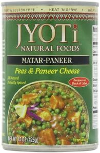 Jyoti Matar Paneer, 12 cans of 15 oz each, All Natural, Product of USA, Gluten Free, Vegetarian, BPA Free, Halal