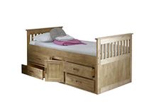 Cloudseller Captains Childrens Storage Bed with 4 Drawers and 1 Cupboard Storage - Waxed