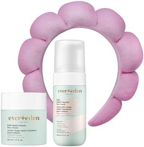 Evereden Kids Face Duo & Spa Headband Set – Multi-Vitamin Face Wash & Cream + Soft Terry Headband – Nourishing Skin Care & Fun Hair Management for Kids 3+ – Gentle & Perfect for Skincare Routine