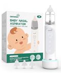 GROWNSY Nasal Aspirator for Baby, IPX7 Waterproof Electric Nose Sucker with Auto Cleaning, 5 Suction Levels, Elephant Silicone Tip, Wireless Charging Dock, Music & Night Light for Newborns