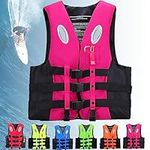 Life Jacket for Adult Kids, Paddle Board Buoyancy Aids Adjustable Swim Vest with Whistle and Reflective Strip for Kayaking Boating Surfing Watersports,3XL,Pink