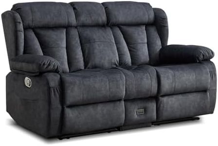 WISHDEER Loveseat Recliner Sofa, RV Recliner Couch, Manual Reclining Loveseat with Console for Living Room, Home Theater Seating with AC/USB C/USB and Drawer (Grey, Loveseat with Console)