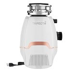 TRIFECTÉ Trifecte Pro 3/4 HP Noise Reducing Garbage Disposal, Routine Power Garbage Disposal with Power Cord, Dishwasher Connection, 3800 Rpm, White