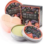 Tritart Makeup Brush Soap and Cleaner Pad - Solid Soap for Make Up Brushes and Silicone Cleaning Mat Set - 100g Vegan Soap Cleanser with Cosmetic Tool Cleansing Heart