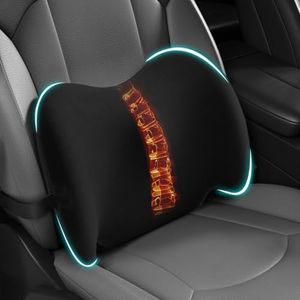 Lumbar Support Pillow for Car, Memory Foam Car Seat Back Support Pillow for Driving, Back Cushion with Strap for Pain Relief, Ergonomic Back Cushion for Office Chai, Wheelchair (A-Black)