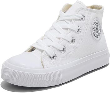 OPOEE Boys & Girls High Top zipper Kids' Espadrcanvas Shoes Back-to-School Season Little White Shoes Teen Classic Kids' Sneakers Tennis Shoes Baby Skate Shoes (White, Toddler, Women, 7.5, Numeric, US Footwear Size System, Narrow)