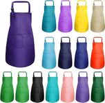 MSYU 16 Pcs Kids Apron with Pockets, Adjustable Chef Apron Children Painting Aprons Cooking Apron Bulk for Kitchen Cooking Baking Painting (Multicolor)