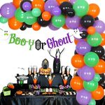 Halloween Gender Reveal Party Decorations Halloween Balloon Garland Arch Kit Booy or Ghoul Banner Ghost Foil Balloons for Halloween Baby Shower Gender Reveal Party Supplies