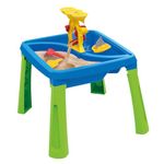 DOLU Sand and Water Table 3 in 1 Creativity Toy For Children From 24 Months Garden Toys Play Tray Activity Table Water Play Table Sandbox - Blue/Green
