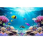 AWERT 72x24 inches Underwater World Fish Tank Background Undersea Theme Aquarium Background Polyester Colorful Coral Tropical Fish Tank Background