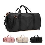 MAGEFY Gym Bag Waterproof Men Travel Bag Weekender Bags for Women with Wet Pocket & Shoes Compartment, Carry On Bags for Airplanes, Travel, Gym, Business Trip (Black)