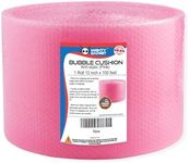 Mighty Gadget 100 ft Anti-static Small Bubble Perforated Every 12” Cushioning Wrap for Moving & Shipping Bubble Packing Wrap for Extra Protection Clear Bubble Roll Moving Supplies (Pink)