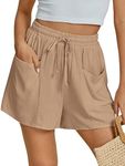 luvamia Shorts Womens Casual Lounge Shorts Womens Pull On Shorts Women Linen Beach Drawstring Flowy Womens Shorts Khaki Shorts Size Small Size 4 6