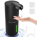 Foyucool Automatic Liquid Soap Dispenser, 12.8oz/380ml Rechargeable Touchless Hand Soap Dispenser, 4 Level Adjustable Foam Volume, IPX5 Waterproof Soap Dispenser for Bathroom, Kitchen,Black