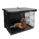 Dog Crate Cover 48 inch XL Dog Kennel Outside Cover, Big Dog Cage for Large Dogs Wire with1 2 3 Doors, Waterproof 600D Oxford Fabric Indoor/Outdoor Gray（Dog Crate NOT Included）