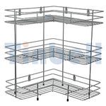 Tinbell L Corner Shape Stand Set Of 3 Layer Stainless Steel Multipurpose Wall Mount Storage Rack, Shelf For Kitchen And Bathroom (3 Layer, Corner Shelf)