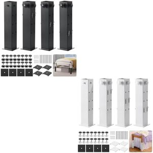 UPVONT Heavy-Duty College Dorm Bed Risers with 0.16" Reinforced Base-36.28 LB (Black & White), Adjustable Heights (6", 9", 12"), Fits Wooden Bed Legs 1.5" to 3", Thicker Steel Dorm Bed Leg Risers