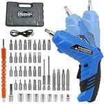 47 in 1 Cordless Screwdriver, MQFORU Portable Cordless Drills, 3.6V Rechargeable Electric Screwdriver Kit, Dual Position Handle with USB Cable LED Light for Home Office DIY Tools