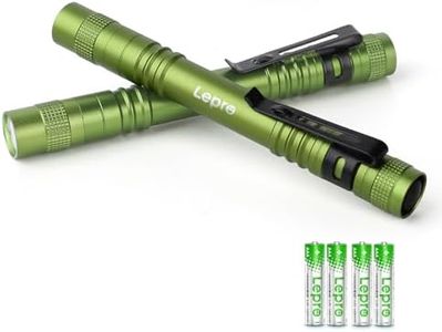Lepro LED Torch Battery Powered, 2 Pack Pen Torch with Clip - Small Flightlight, 3 Modes, IP44 Waterproof for Camping, Emergencies, Repairs, Dog Walking, Power Cuts (Batteries Included), Green
