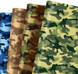 Lide Road Camo Wrapping Paper Set, 12 Sheets Army Wrapping Paper for Birthday Veterans Day 4 Style Green Blue Camouflage Gift Wrap for Veterans Day Paper Decorations 20'' x 27''