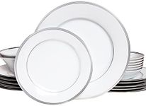 Dankotuwa Fine Porcelain Service for 6, Platinum Crafted Dinner Set. Dishwasher Safe, Vegan, Scratch Resistant and Light Weight. 21 Pieces (Infinity Platinum)