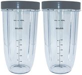 Blendin Replacement 32 Ounce Extra Large Cup Jar with Lip Ring, Compatible with Nutribullet 600W, 900W, NB-101B, NB-101S, NB-201, NBR-0601, NBR-1201, NB9-1301, 900 Pro Series Blenders, 2 Pack Part