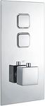 ENKI, Milan, TSV010, Thermostatic Concealed Shower Valve with Diverter, Square Taps with Two Outlets, Modern Shower, Chrome