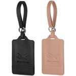 flintronic Travel Luggage Tags, 2PCS Baggage Labels, Suitcase ID Tags, Handbag Tag Labels, Luggage Suitcases Tags for Preventing Loss of Bags and Suitcases-Black+Pink