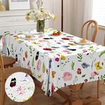 iEvery Floral Tablecloth Rectangular Wipeable Tablecloths Polyester Wipe Clean Table Cloth Waterproof Table Cover for Home Dinning Kitchen Garden Picnic Patio Party Outdoor, 140x180cm