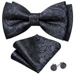 YOHOWA Bowtie Silk Tie Paisley Floral Mens Pre-Tied Bow Ties Pocket Square Cufflinks Set Wedding Necktie Formal
