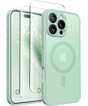 CAPRARO Magnetic Compatible with iPhone 16 Pro Case, Upgraded [Full Camera Protection] [Compatible with MagSafe] Protective Translucent Matte Women Girl Phone Case Cover, Mint Green