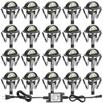 FVTLED Pack of 20 Warm White Low Voltage LED Deck Lights kit Φ1.38 Outdoor Garden Yard Decoration Lamp Recessed Landscape Pathway Step Stair Warm White LED Lighting, Black