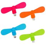 Personal Mini USB Fan for Cellphones - 4 Pack Portable Cell Phone Fan for iPhone, Small Pocket Fan Travel Fans Plug in Mobile Phones Fast Cooling for Summer Outdoor (For iPhone-Colorful)