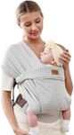 vrbabies Baby Wraps Carrier Sling, Baby Carrier for Newborns to Toddlers, Skin-Friendly and Soft Front Baby Carrier Wrap-Hands Free Multi-Purpose Stretchy Baby Carrier One Size Fits All(Grey Stripe)
