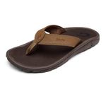 OluKai Ohana Men's Beach Sandals, Quick-Dry Flip-Flop Slides, Water Resistant & Lightweight, Compression Molded Footbed & Ultra-Soft Comfort Fit, Tan/Dark Java, 10.5 UK