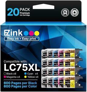 E-Z Ink LC75XL Ink Cartridges Compatible for Brother LC75 Ink Cartridge LC 75 LC71 LC79 XL to Use with Brother MFC-J430W MFC-J6510DW MFC-J6710DW 20 Pack (8 Black, 4 Cyan, 4 Magenta, 4 Yellow)