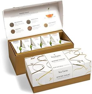 Tea Forte Presentation Box Winter Chalet Tea Sampler Gift Set, 20 Assorted Variety Handcrafted Pyramid Tea Infuser Bags with Winter Spiced Teas