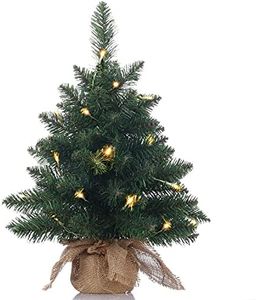 Pre-Lit Artificial Mini Christmas Tree,20 inch Miniature Pine Tree with Lights,Pine Artificial Xmas Tree,70 Branch Tips,Great for Tabletop or Desk-(50cm)
