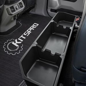 KitsPro Black Rear Underseat Storage Custom Fit 2017-2024 Ford F-250 F-350 F-350 Super Duty and 2015-2024 Ford F-150 SuperCrew Crew Cab Heavy Duty Rear Under Back Seat Box Organizer, Anti Slip