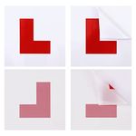 KINBOM 4pcs L Plates for Car Motorcycle, 2pcs Window Self Cling L Plates for Glass 2pcs L Plates Adhesive Stickers Non Magnetic for New Drivers Automotive Internship Newbies