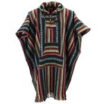 LOUDelephant 100% Woven Cotton Long Hooded Poncho - Black & Red